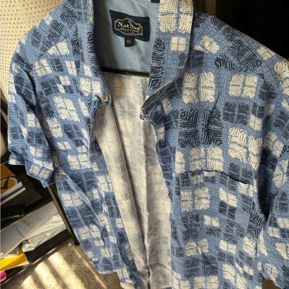 NAT NAST LUXURY ORIGINALS MEN'S SHORT SLEEVE BUTTON UP SHIRT SILK Blend SIZE XL - Picture 10 of 14